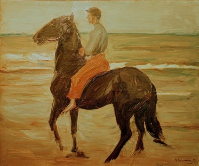 Young Rider – Horse Groom on the Beach by Max Liebermann